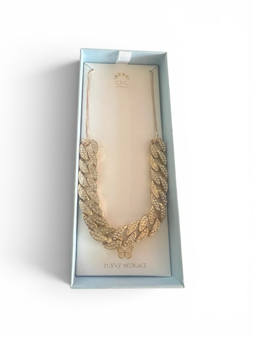 C&C California Gold Crystal-Accented Cuban Link Necklace